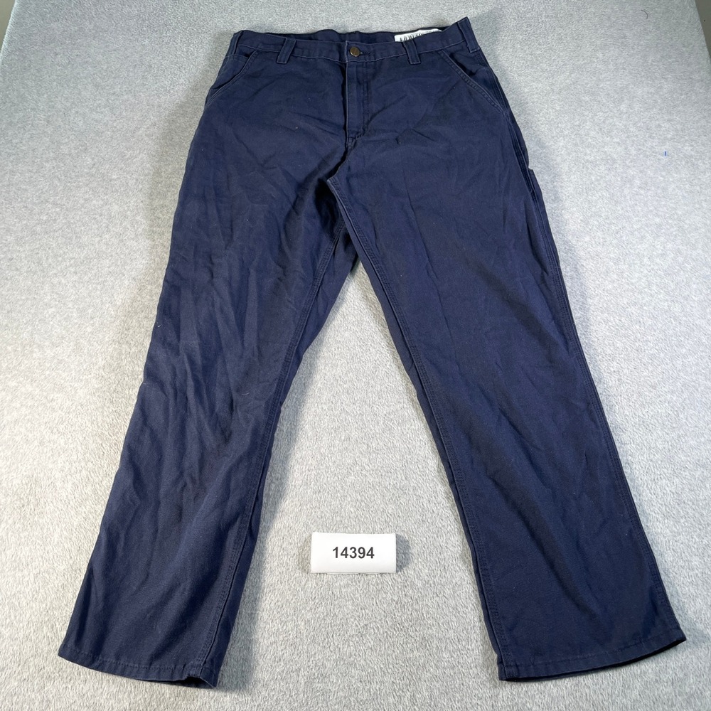 Carhartt Carpenter Pants Mens 34x30 Navy Blue Dungaree Fit Workwear Utility